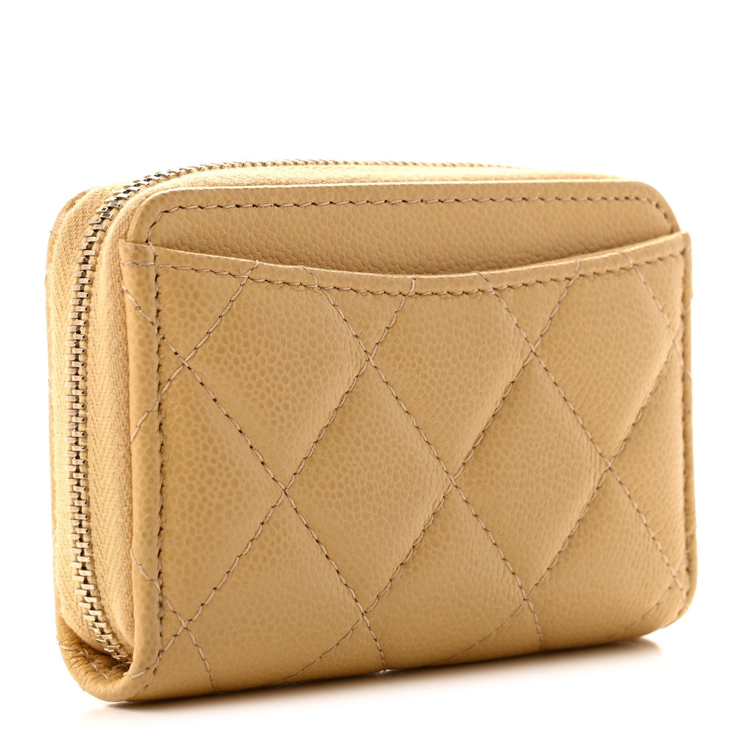 Chanel Caviar Quilted Zip Around Coin Purse Yellow