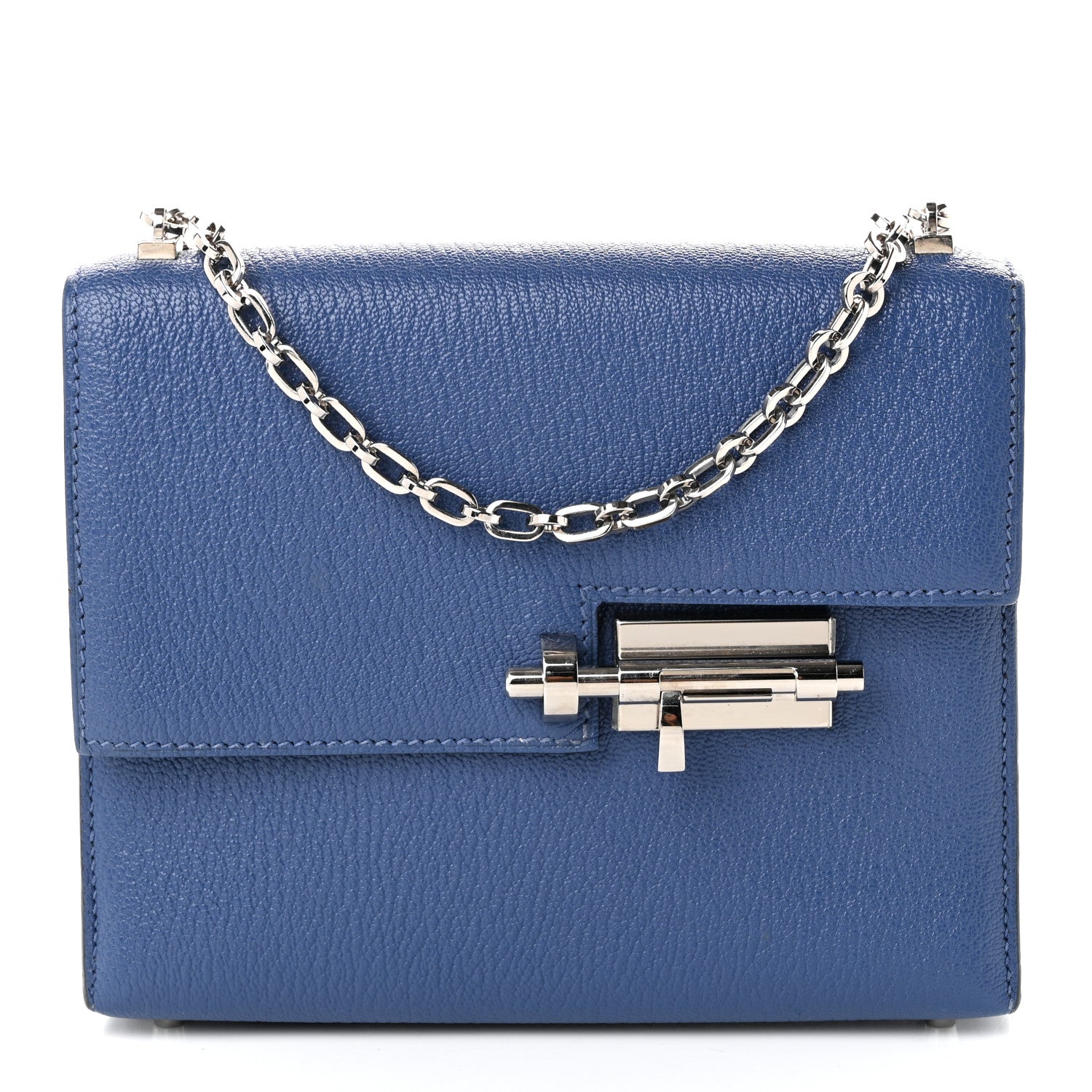 Hermès Chevre Mysore Mini Verrou Chaine Bag Bleu Agate