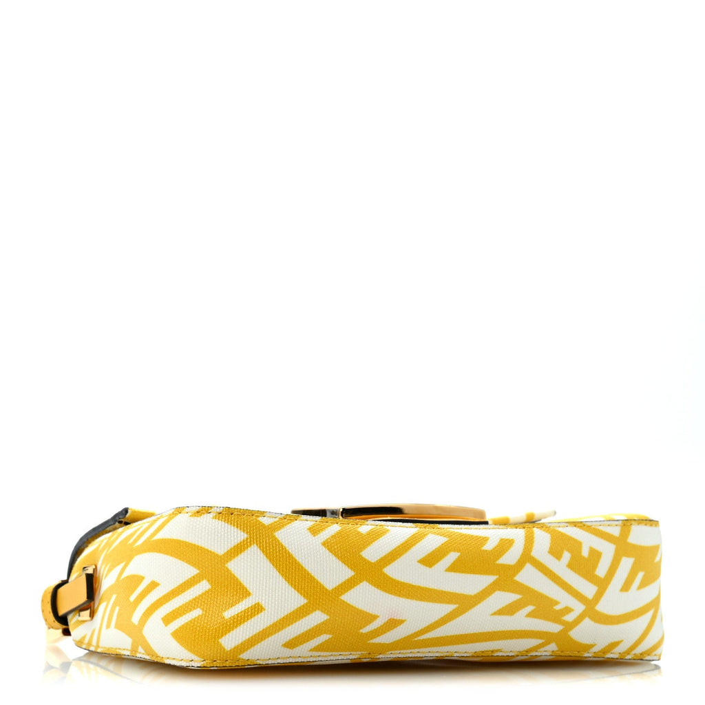 Fendi X SARAH COLEMAN Glazed Canvas Vitello King FF Vertigo Mini Baguette 1997 Mimosa White