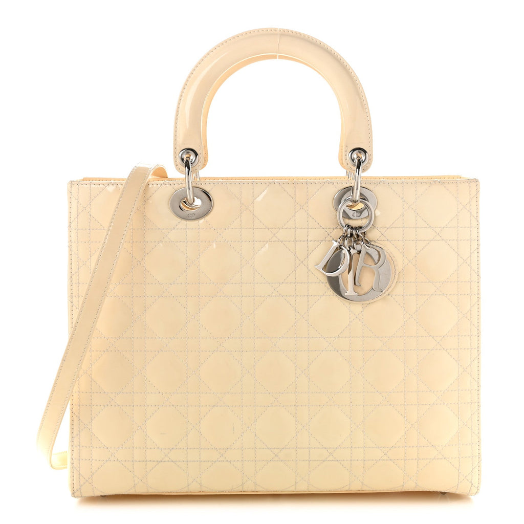 Dior Patent Cannage Large Lady Dior White