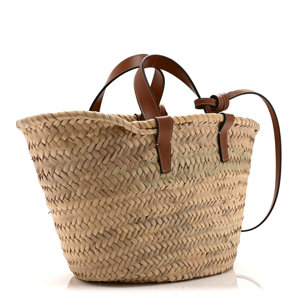 Celine Raffia Calfskin Triomphe Teen Panier Tan