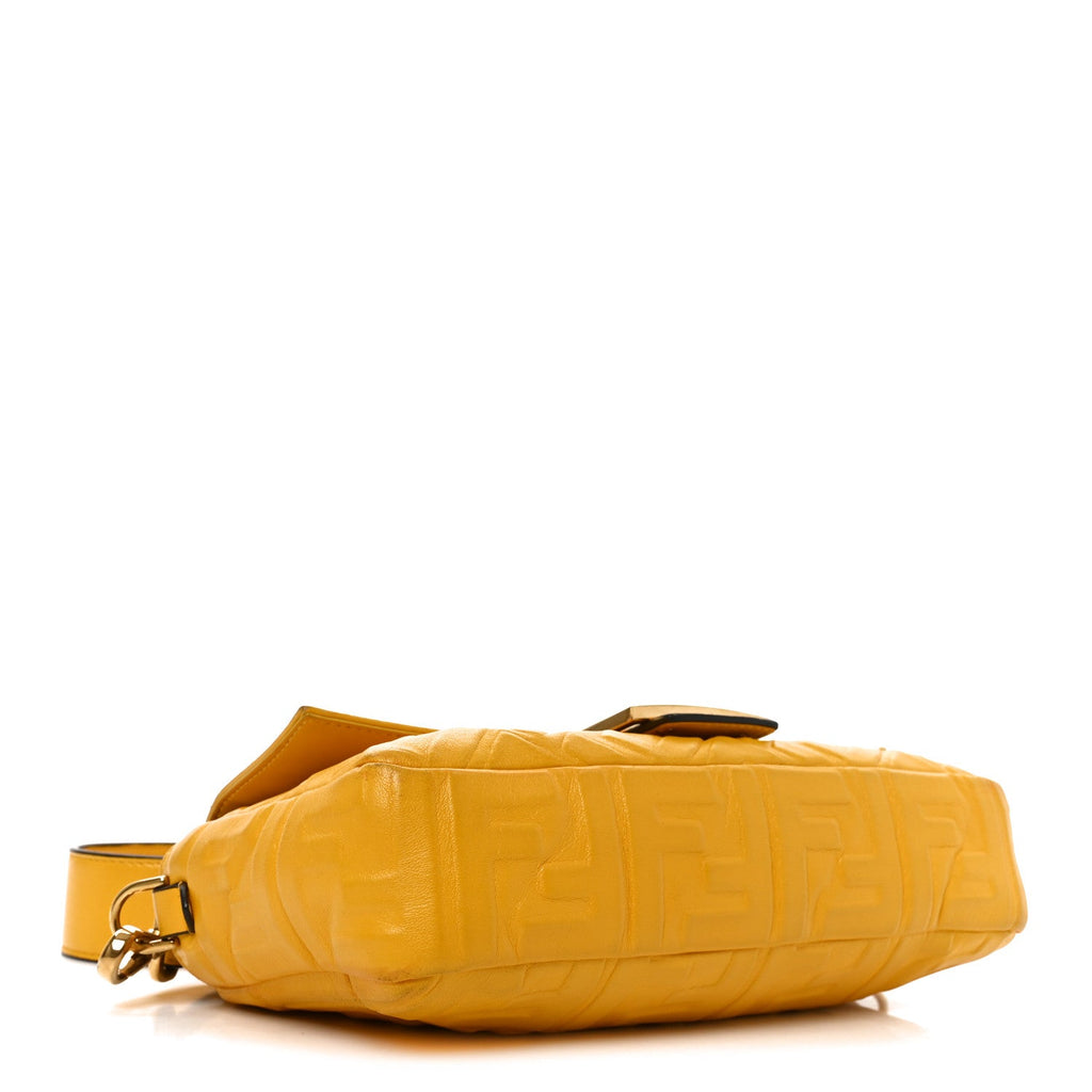 Fendi Nappa FF 1974 Embossed Baguette Mimosa
