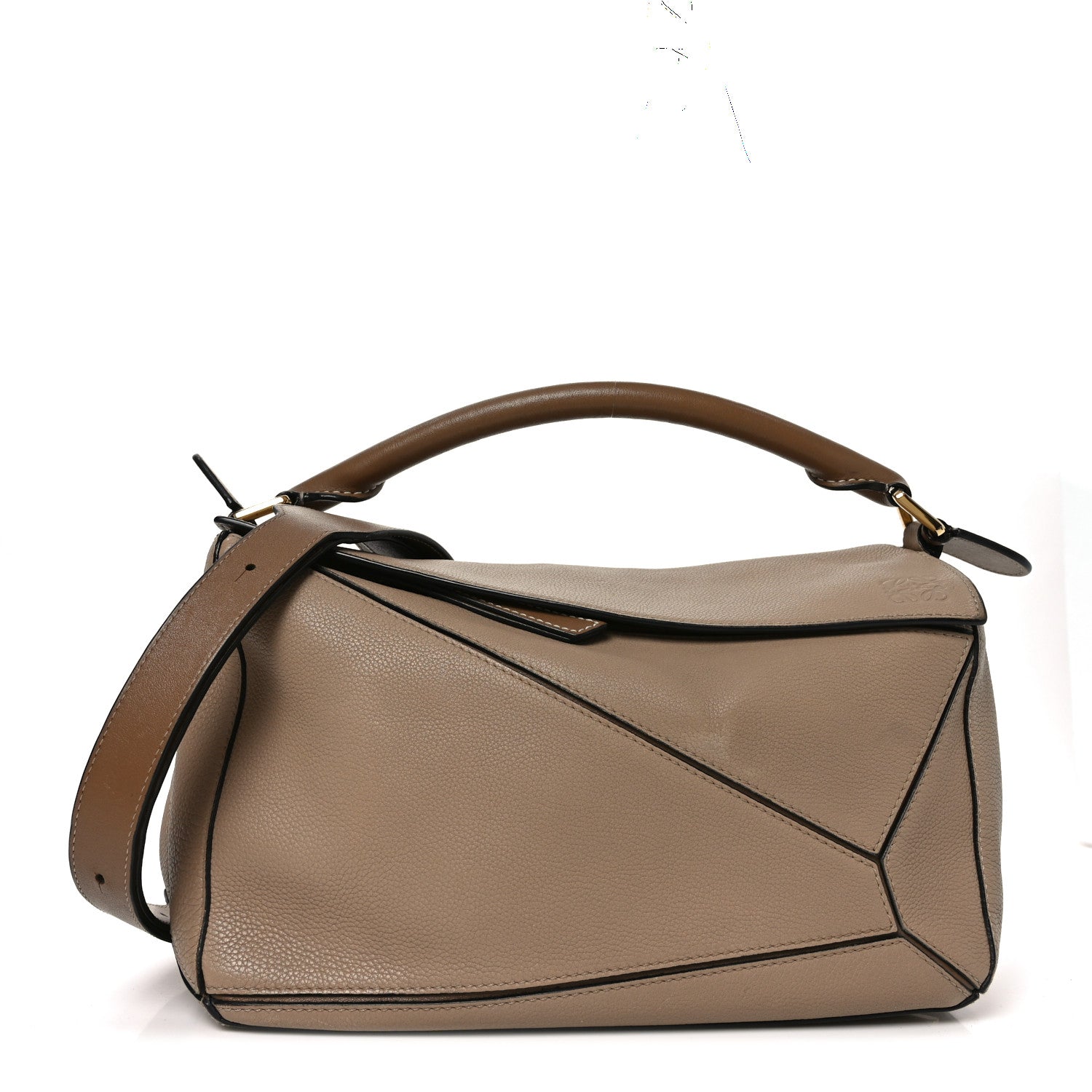 Loewe Grained Calfskin Medium Puzzle Bag Sand Mink front view