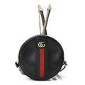 Gucci Grained Calfskin Web Mini Ophidia Round Backpack Black