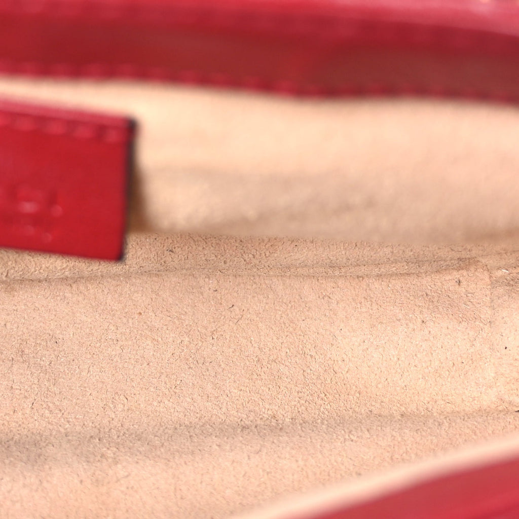 Gucci Vintage Effect Calfskin Matelasse Diagonal Super Mini Torchon GG Marmont Shoulder Bag Black Romantic Cherry