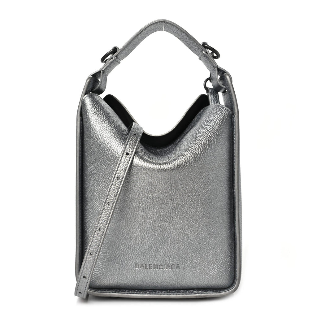 Balenciaga Metallic Calfskin XS Tool 2.0 North-South Tote Silver
