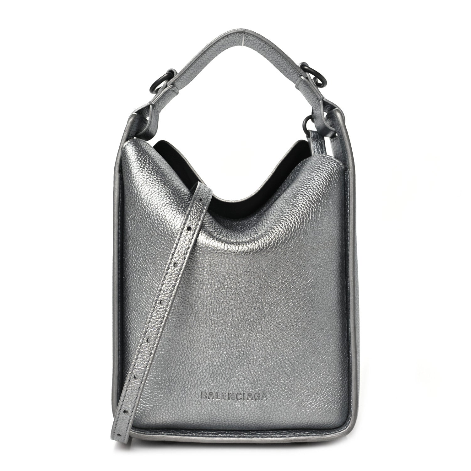 Balenciaga Metallic Calfskin XS Tool 2.0 North-South Tote Silver