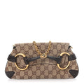 Gucci Monogram Horsebit Clutch Dark Brown
