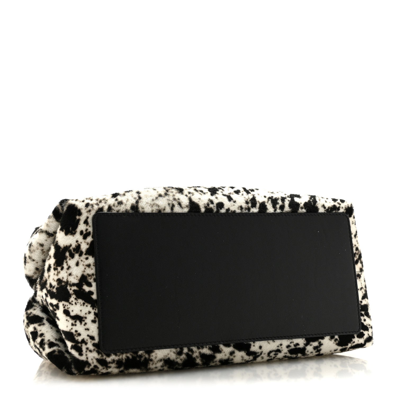 Chanel Lambskin Pony Hair Printed Clutch With Chain Black White