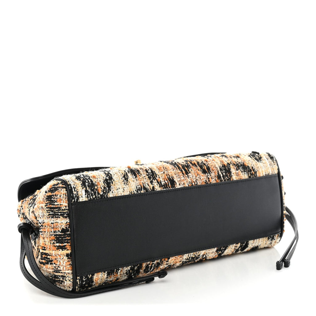 Chanel Calfskin Tweed Mixed Fibers Leopard Print Urban Essentials Small Shopping Bag Brown Black White