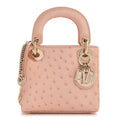 Dior Ostrich Mini Lady Dior Light Pink
