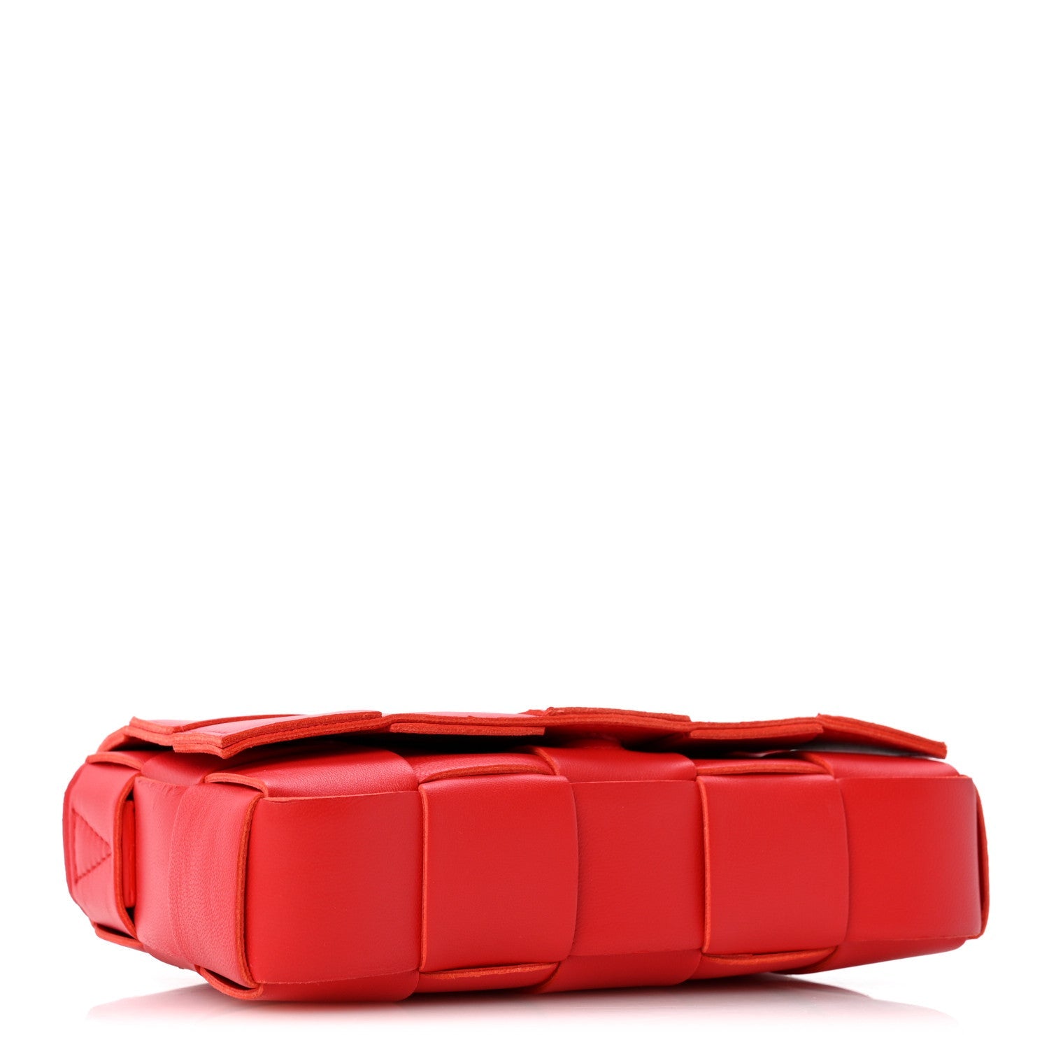Bottega Veneta Lambskin Maxi Intrecciato Small Cassette Crossbody Bag Redstone