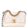 Chanel Lambskin Quilted Medium Chanel 19 Flap White