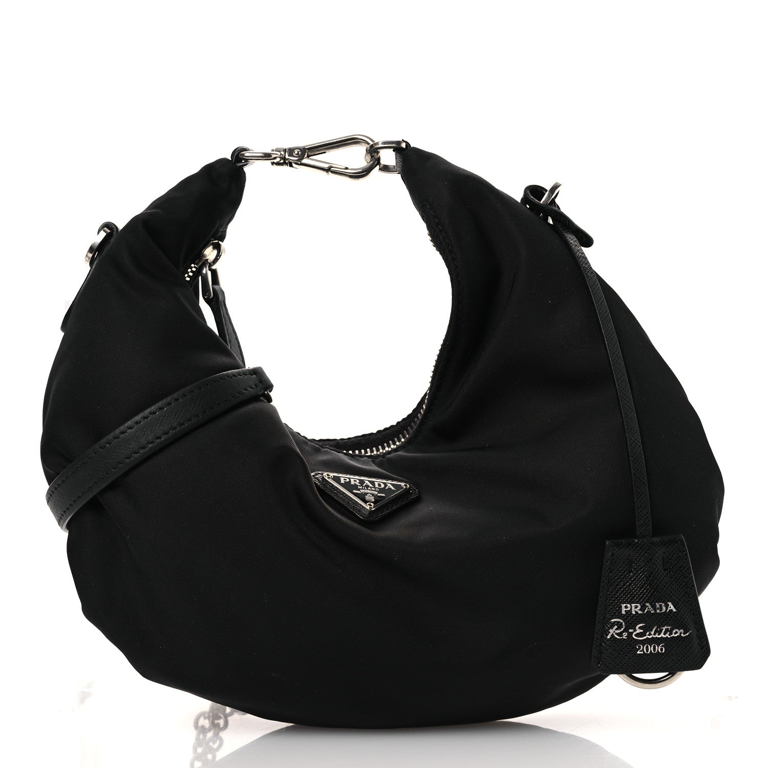 Prada Tessuto Nylon Saffiano Re-Edition 2006 Shoulder Bag Black Black