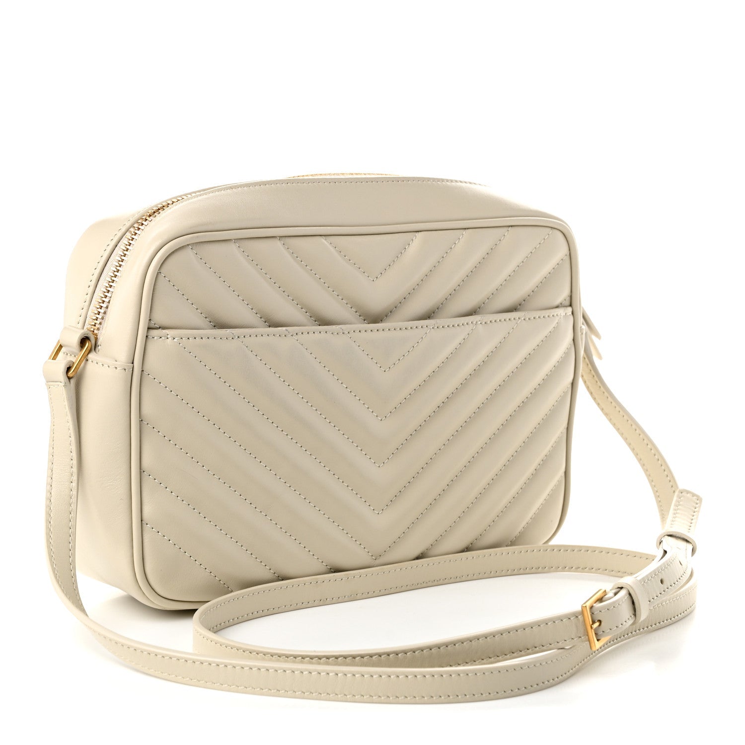 Saint Laurent Calfskin Matelasse Monogram Lou Camera Bag Crema Soft