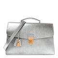 Celine Grained Calfskin Cartable Medium Briefcase Silver