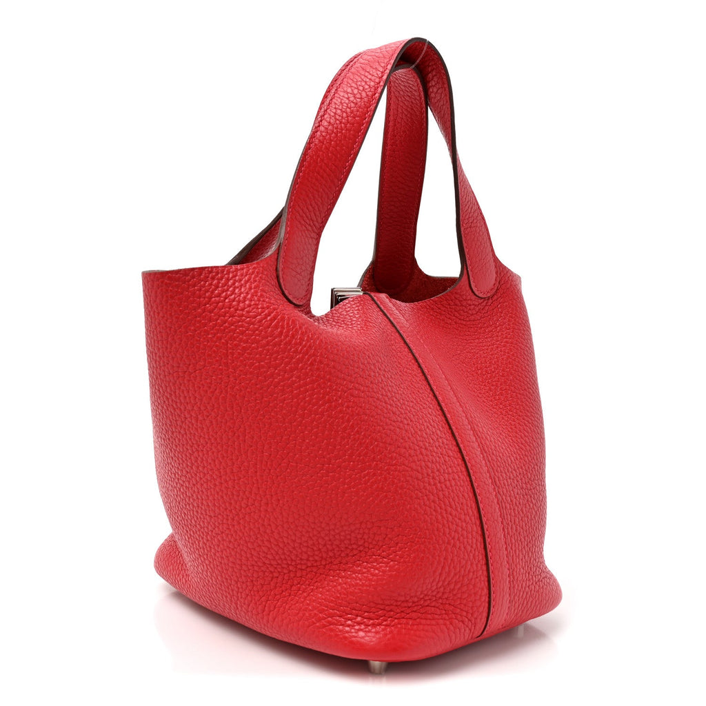 Hermès Taurillon Clemence Picotin Lock 18 PM Rouge Casaque