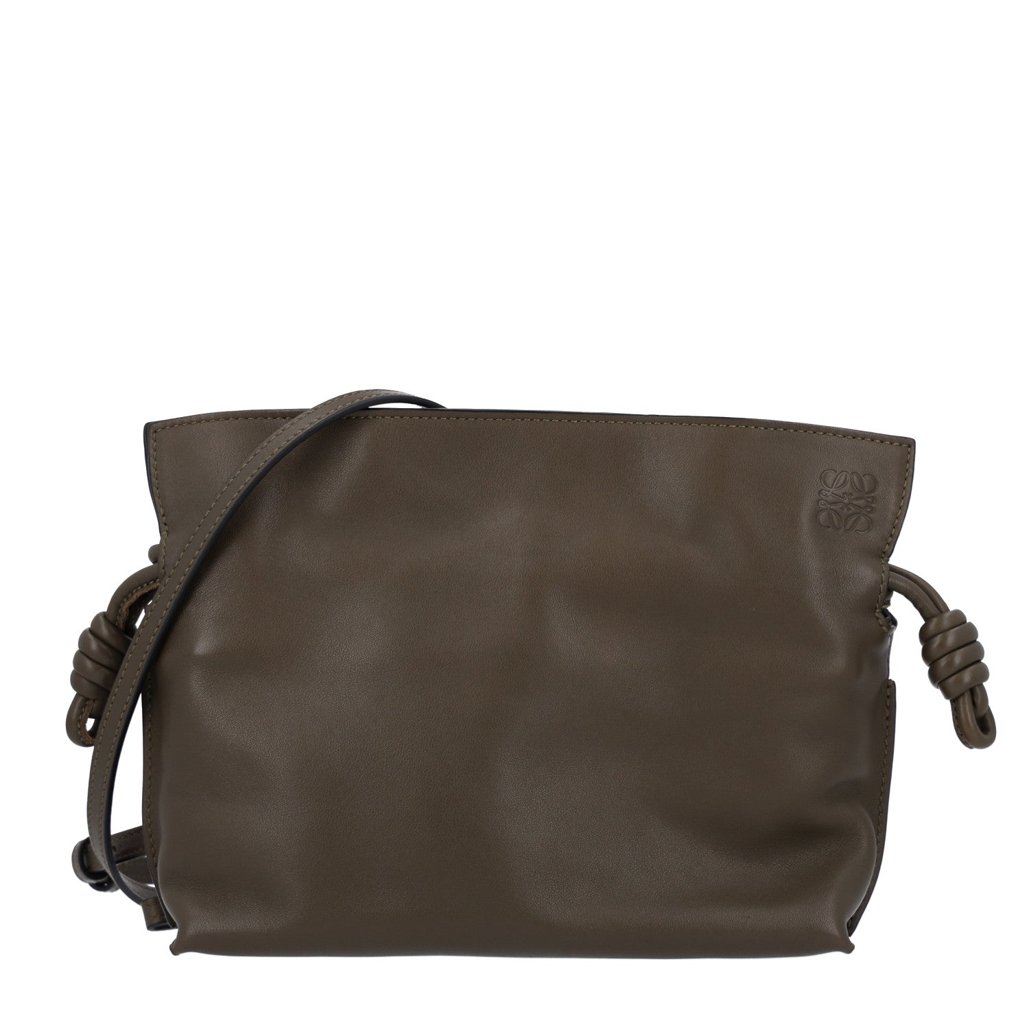 Loewe Calfskin Mini Flamenco Knot Clutch Dark Khaki