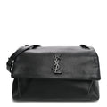 Saint Laurent Grain De Poudre Medium West Hollywood Monogram Fold-Over Black
