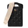 Gucci Calfskin GG Matelasse Mini Top Slip Handle Crossbody Bag Black Natural