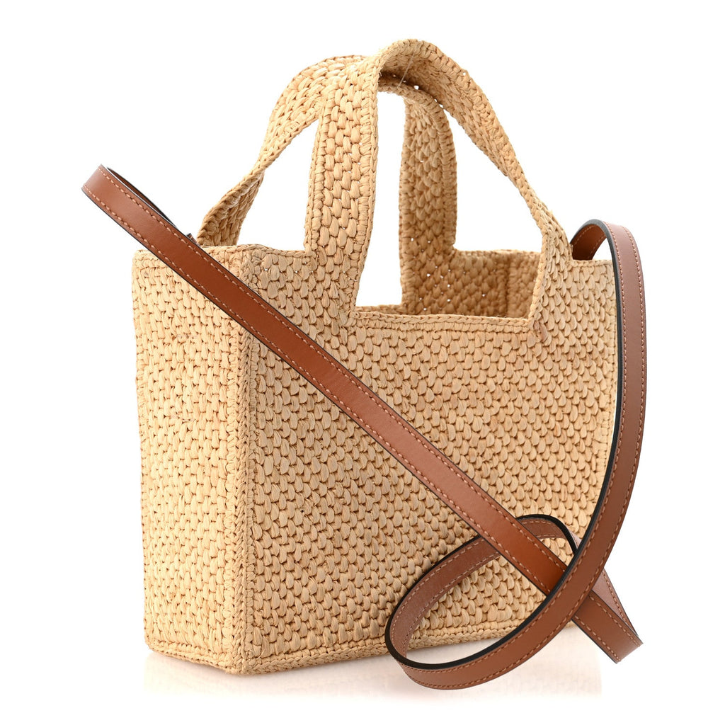 Loewe Raffia Paula's Ibiza Small Font Tote Natural Tan