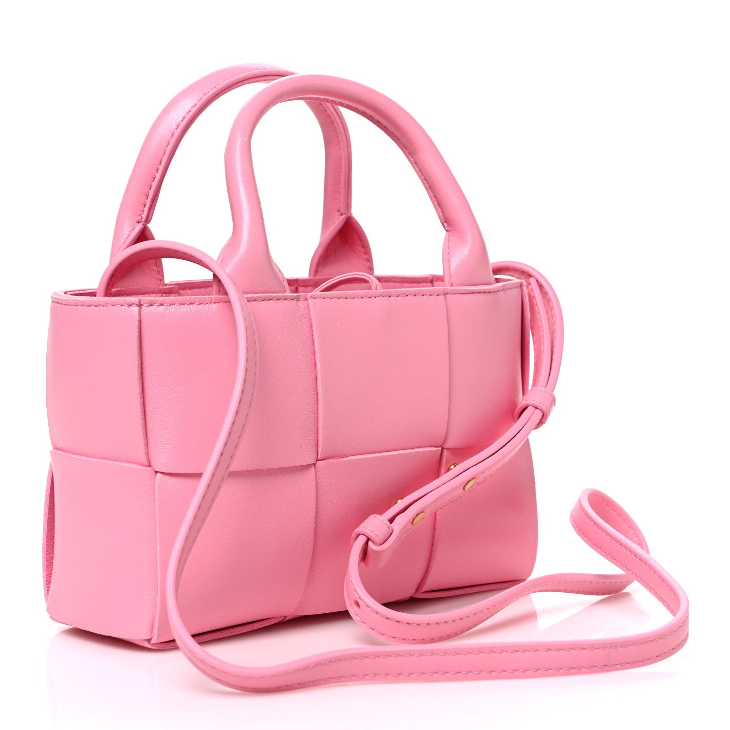 Bottega Veneta Lambskin Maxi Intreccio Candy Arco Tote Ribbon