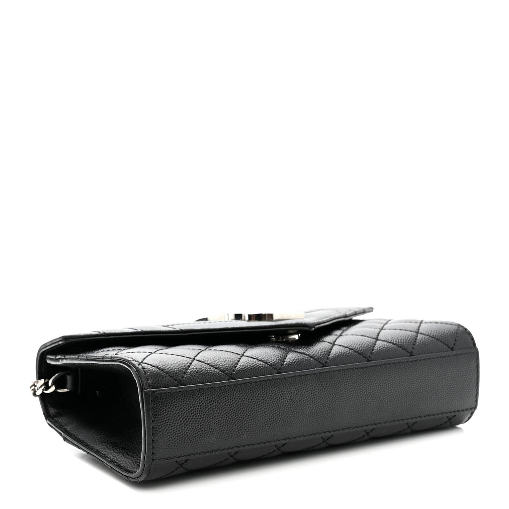 Saint Laurent Grain De Poudre Textured Mixed Matelasse Triquilt Small Monogram Satchel Black