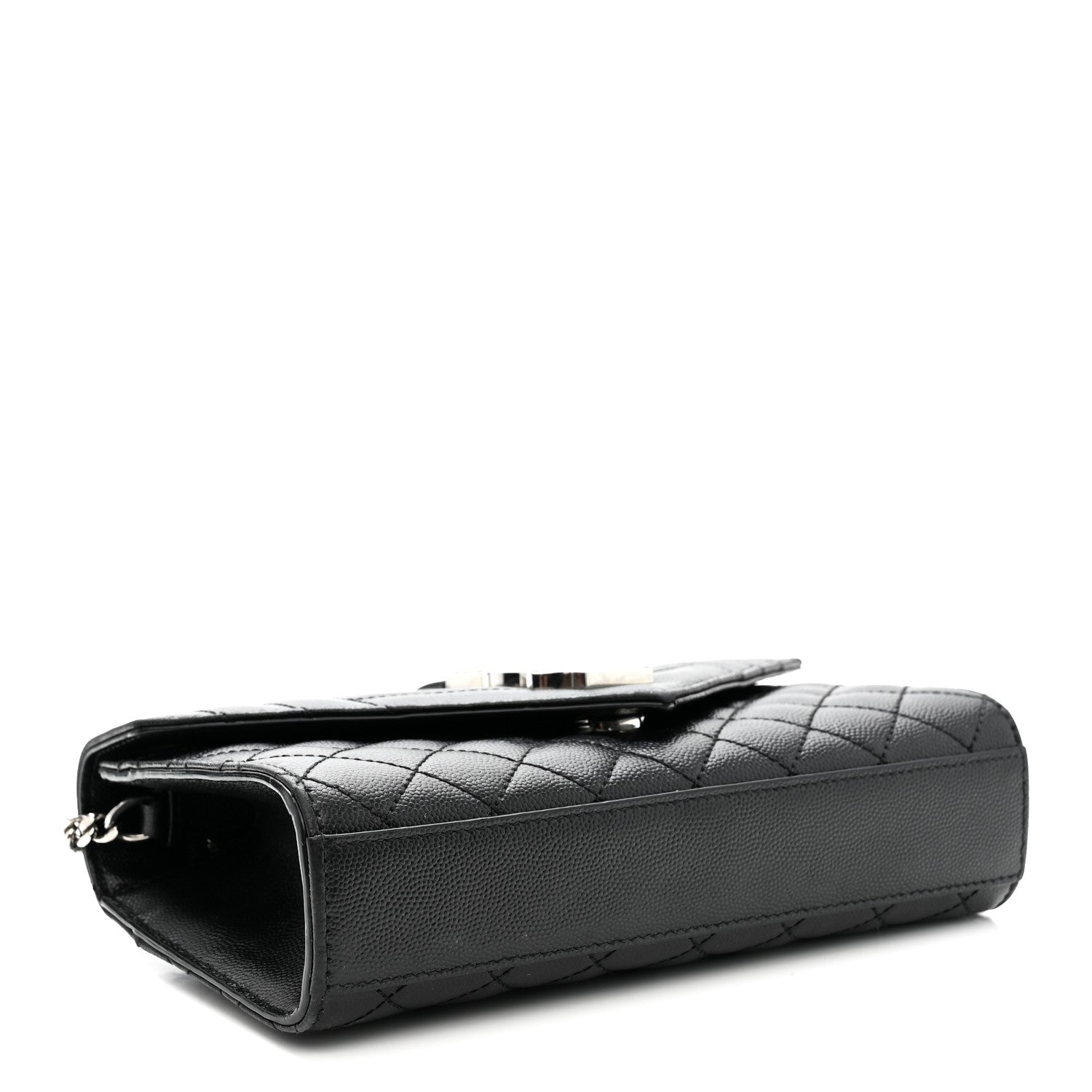 Saint Laurent Grain De Poudre Textured Mixed Matelasse Triquilt Small Monogram Satchel Black
