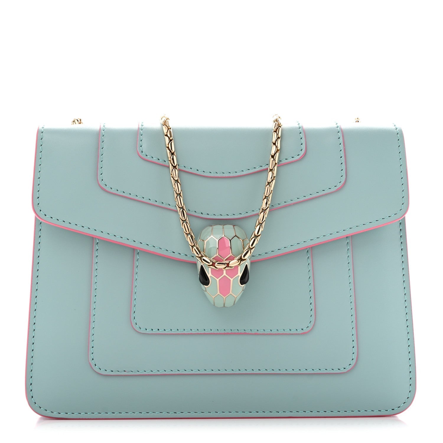 Bvlgari Serpenti Forever Crossbody Bag Light Blue front view