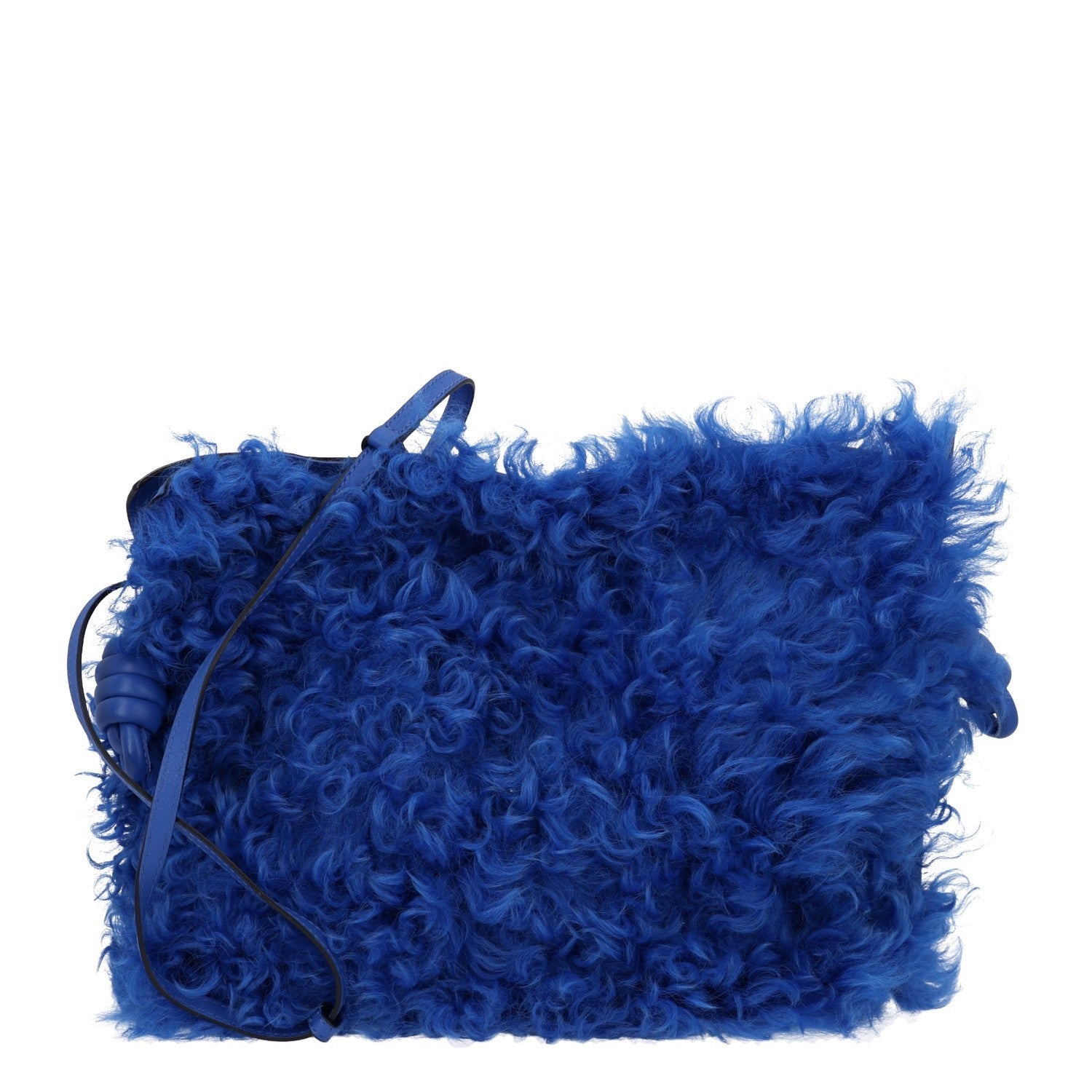 Loewe Nappa Shearling Flamenco Knot Clutch Blue