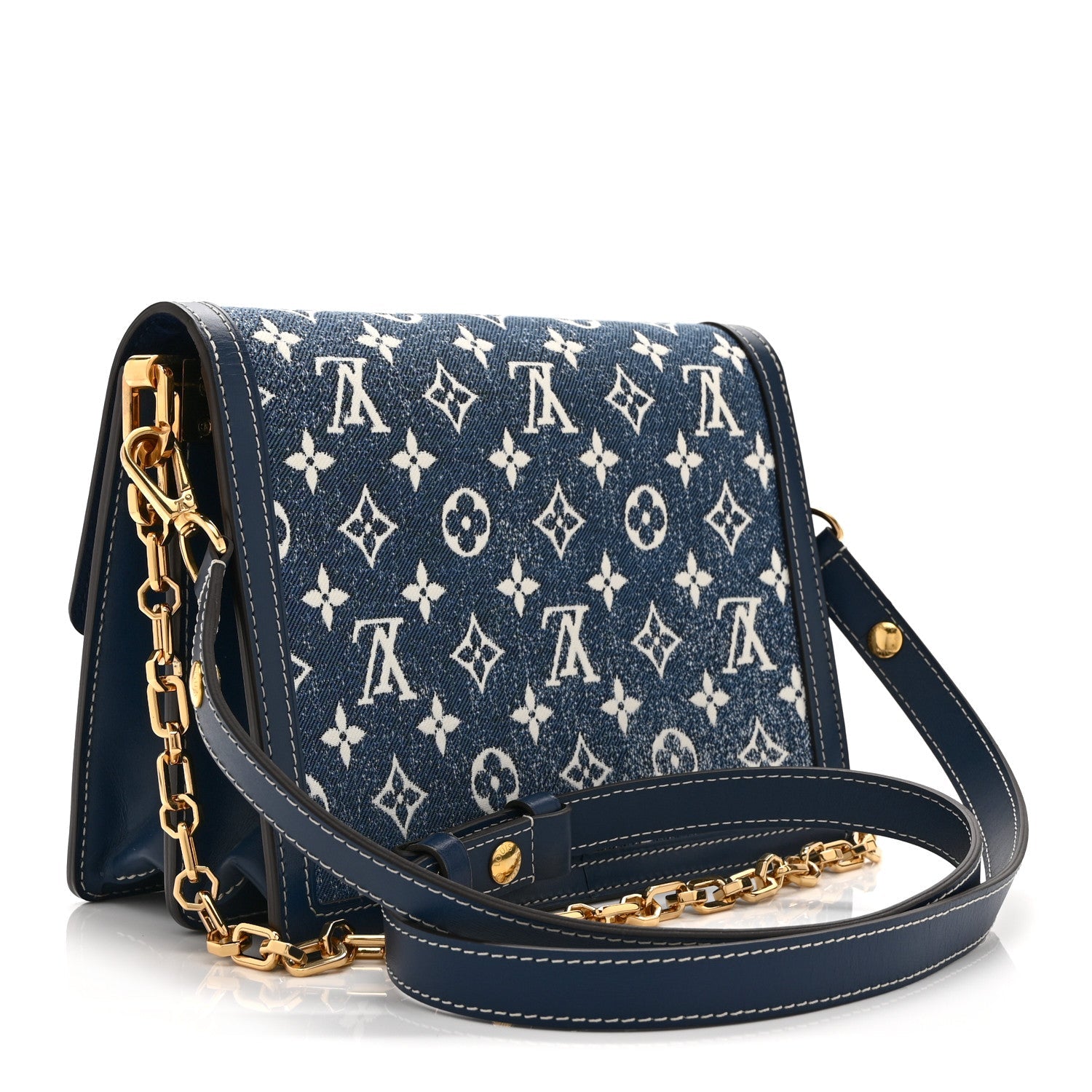Louis Vuitton Denim Monogram Jacquard Dauphine MM Bleu