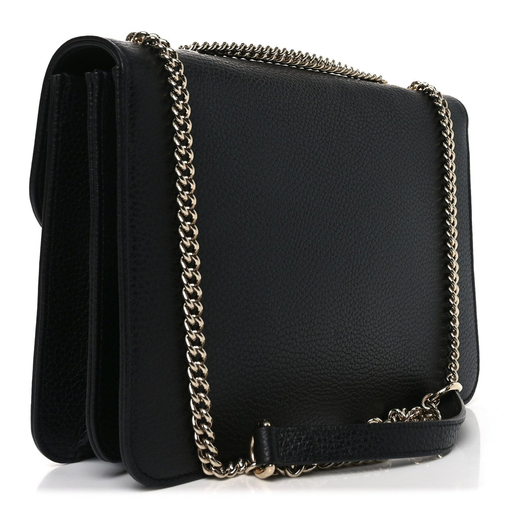 Gucci Dollar Calfskin Interlocking G Shoulder Bag Black