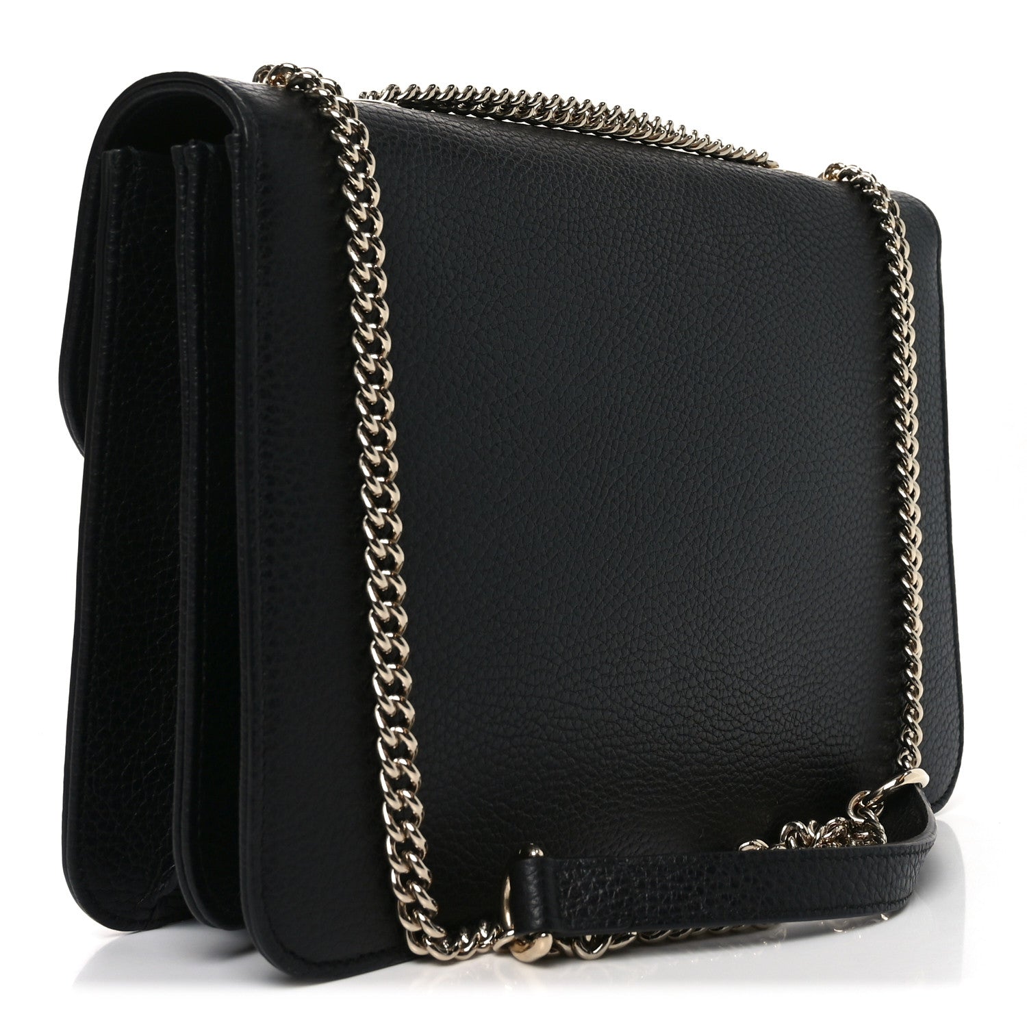 Gucci Dollar Calfskin Interlocking G Shoulder Bag Black