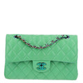 Chanel Lambskin Quilted Small Double Flap Green Blue