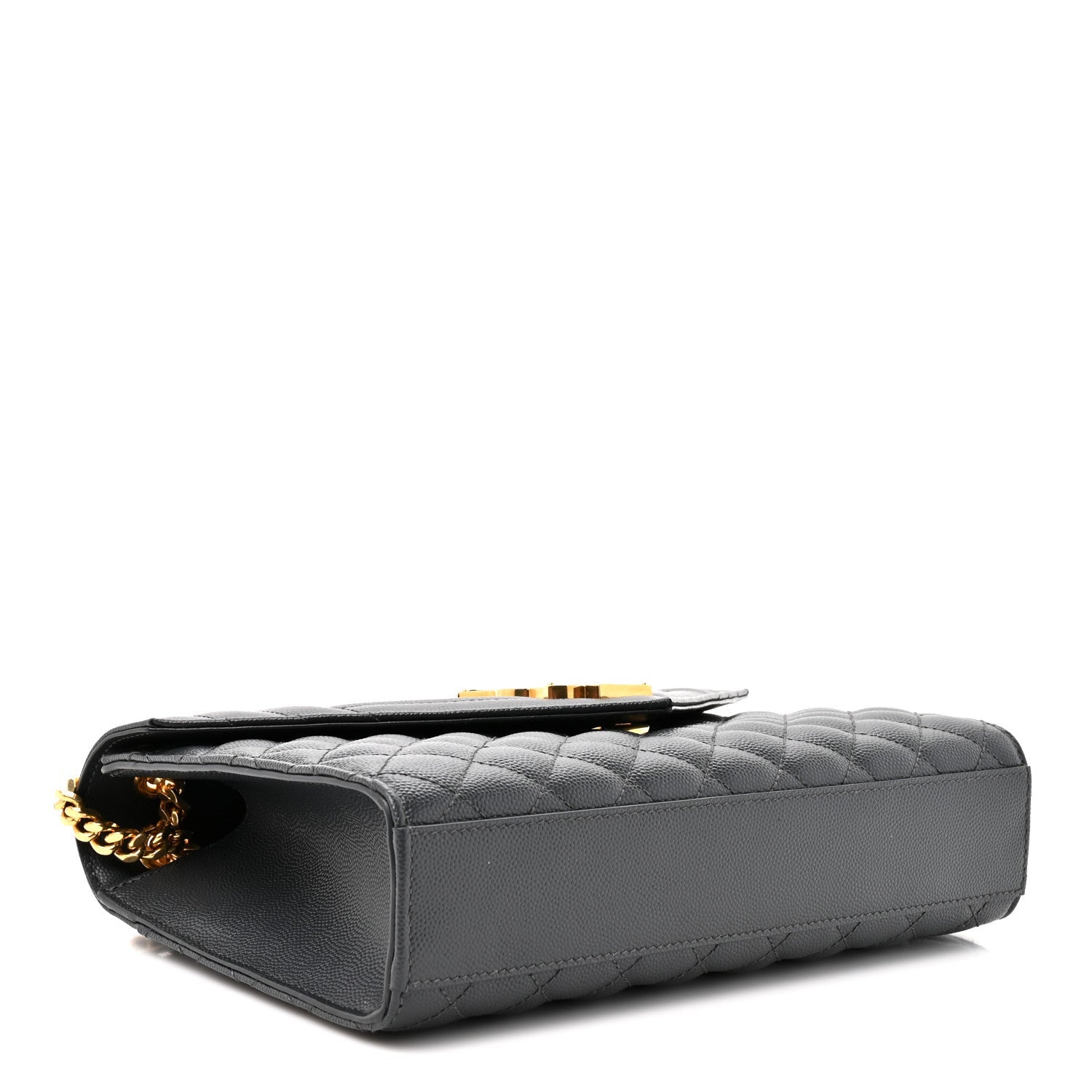 Saint Laurent Grain De Poudre Textured Mixed Matelasse Triquilt Medium Monogram Satchel Dark Smog