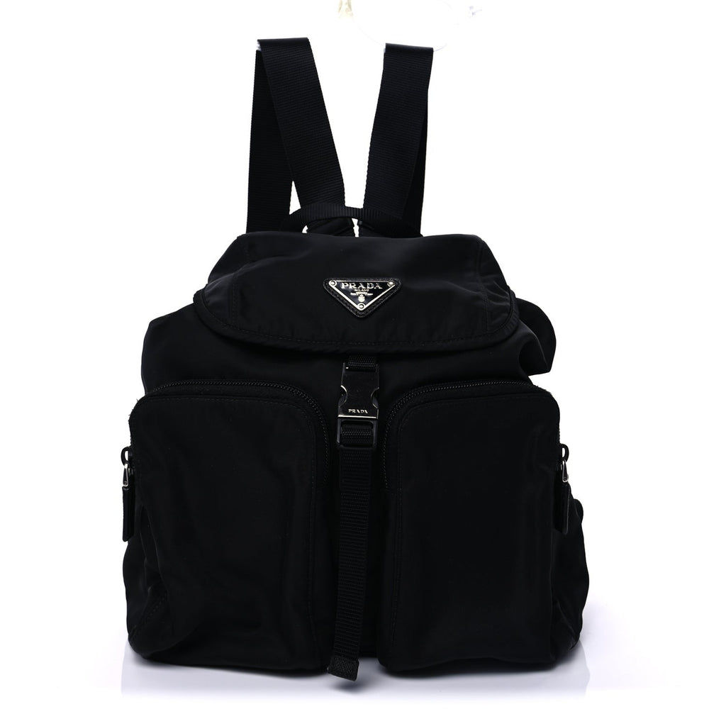 Prada Tessuto Nylon Saffiano Vela Backpack Black