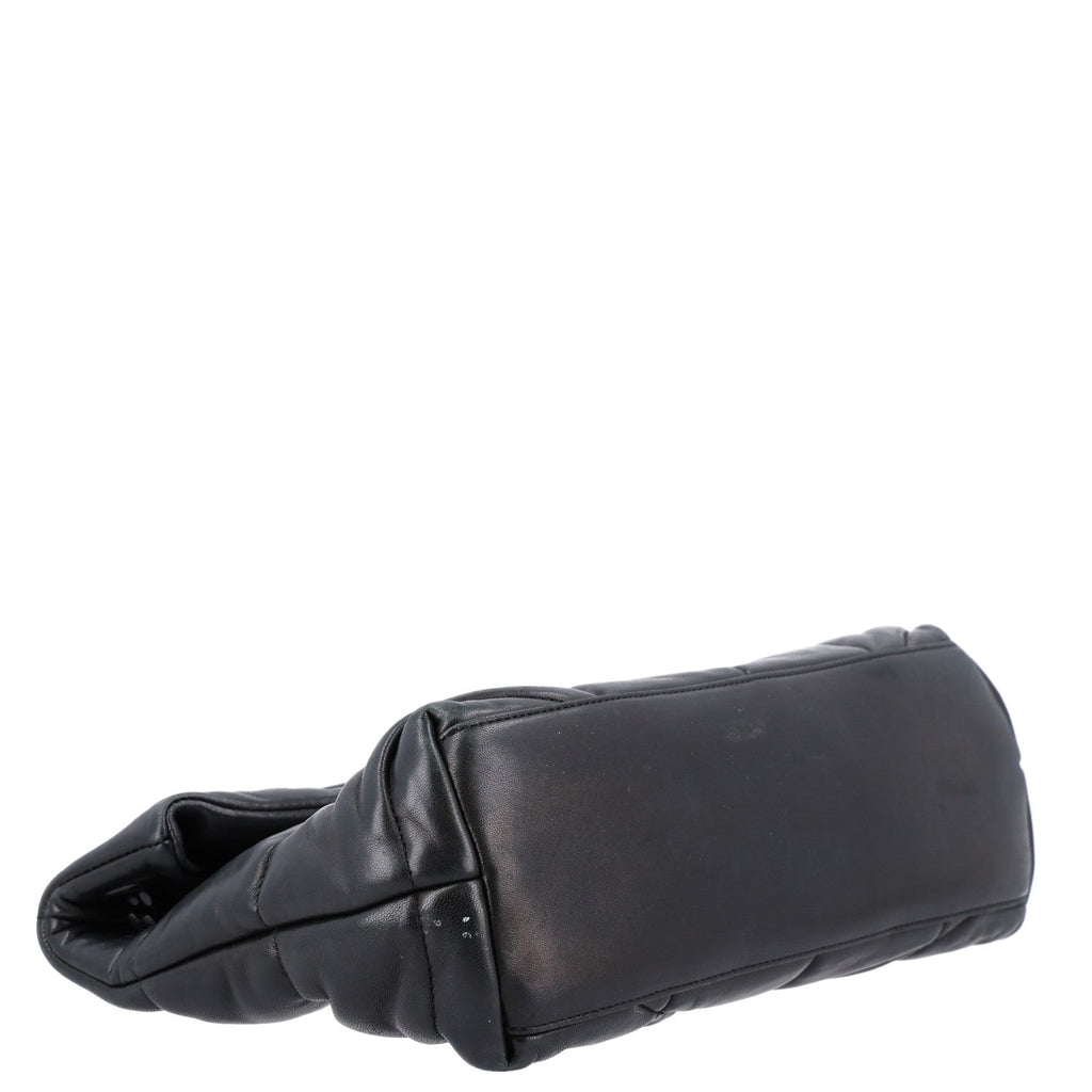 Saint Laurent Lambskin Quilted Monogram Monochrome Small Loulou Puffer Chain Satchel Black