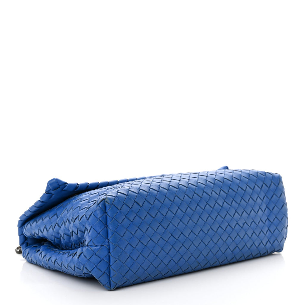 Bottega Veneta Nappa Intrecciato Large Olimpia Bag Blue