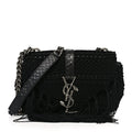 Saint Laurent Calfskin Crochet Baby Monogram Chain Satchel Black