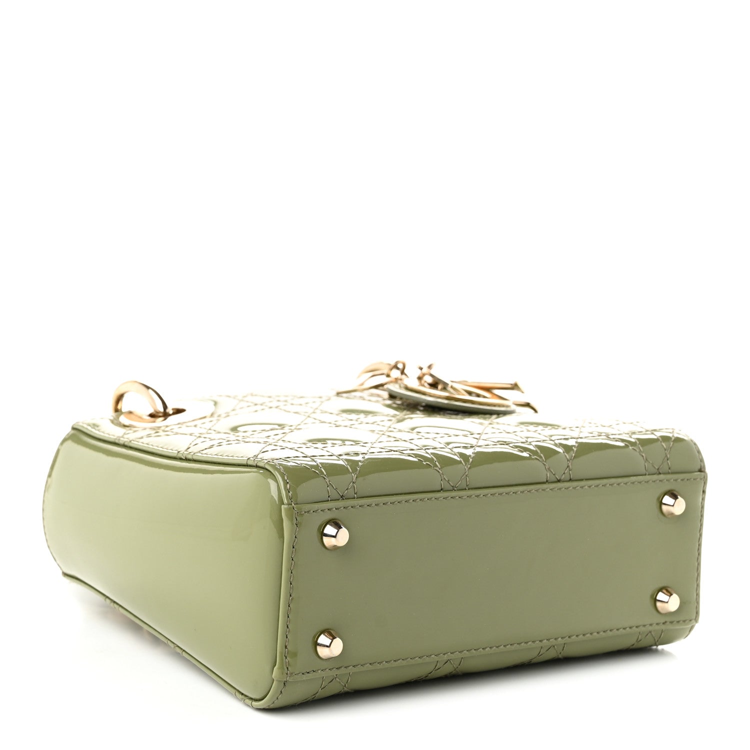Dior Patent Cannage Mini Lady Dior Dusty Green