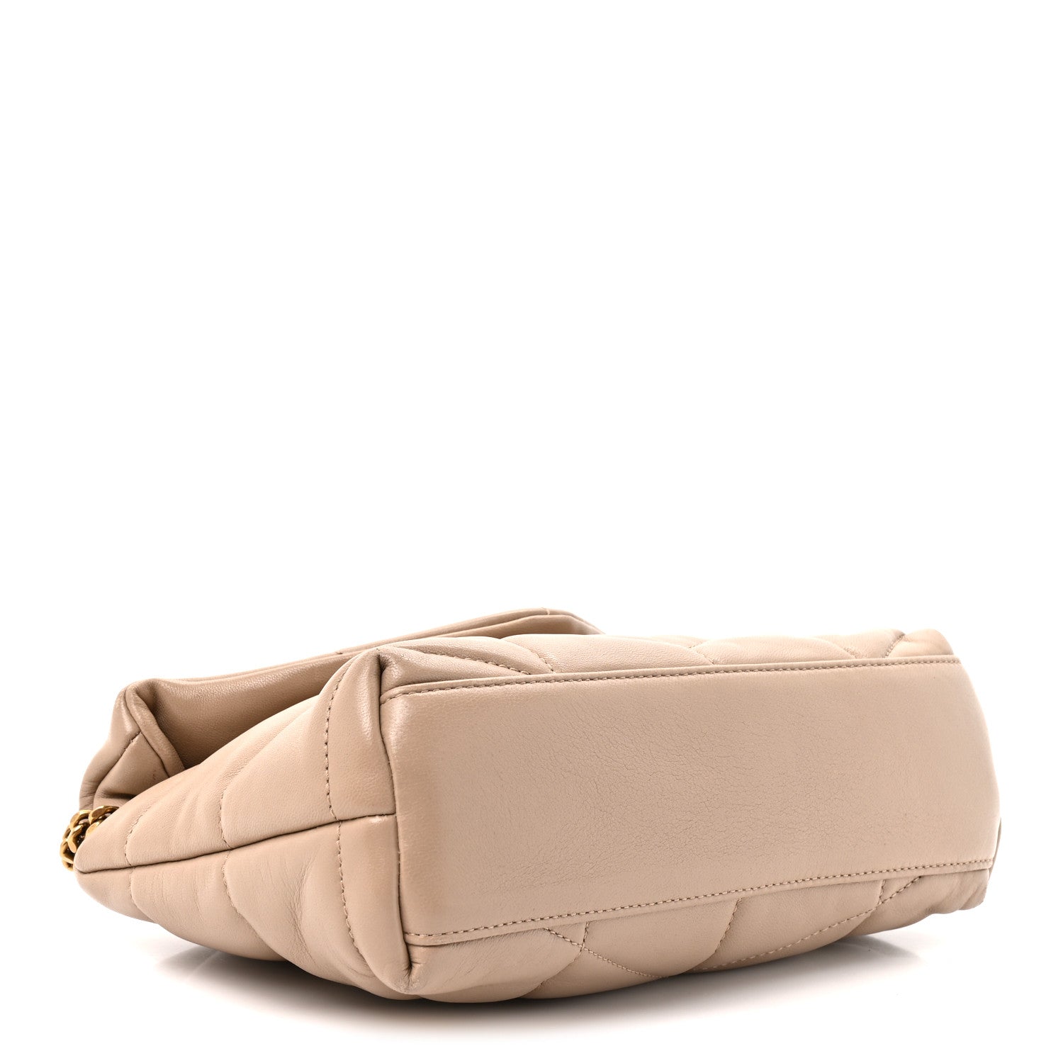 Saint Laurent Lambskin Quilted Toy Loulou Puffer Monogram Chain Satchel Nude Powder