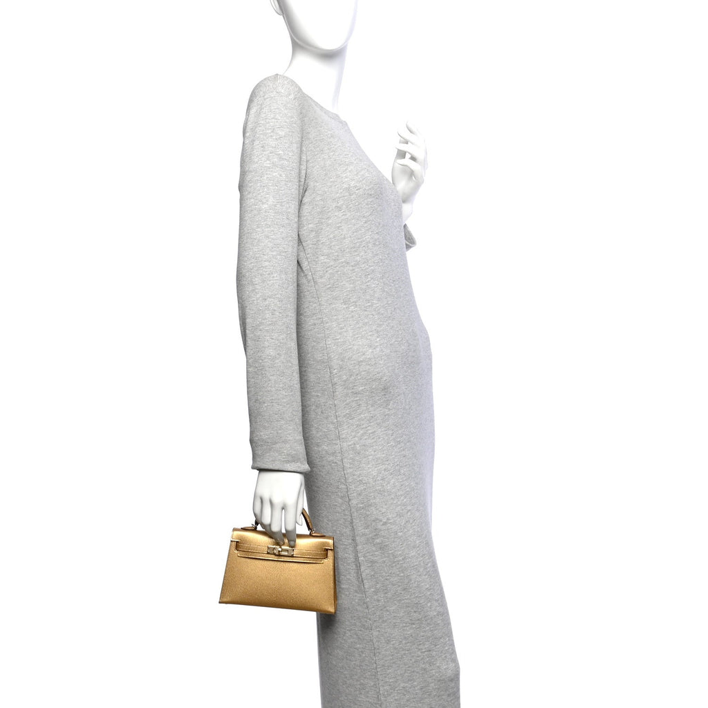 Hermès Metallic Chevre Chamkilight Mini Kelly Sellier 20 – Doré