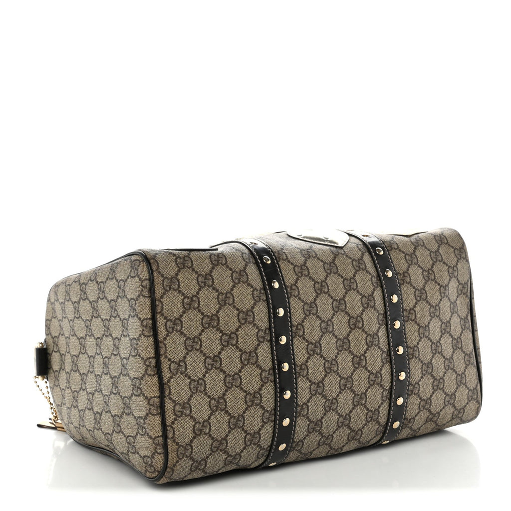Gucci Monogram Guccissima Hearts Studded Medium Joy Boston Dark Brown