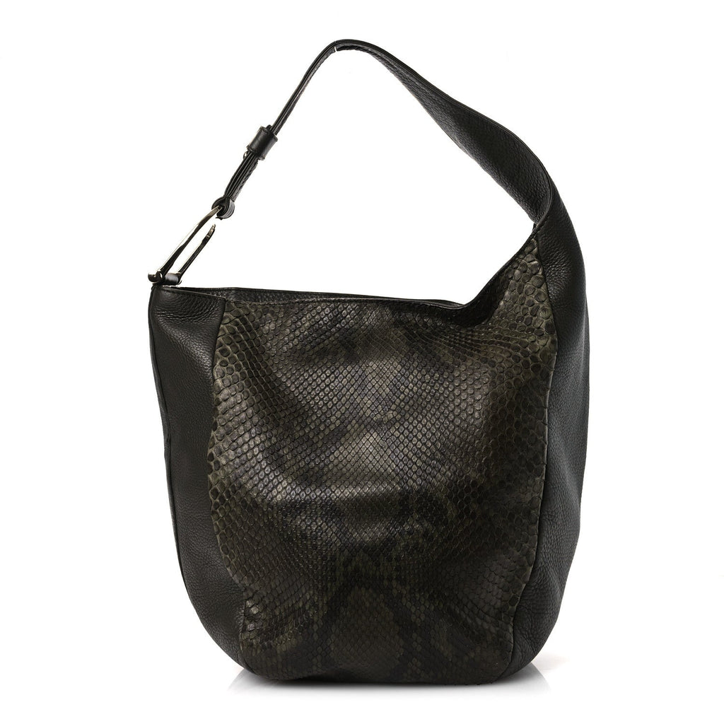 Gucci Snakeskin Greenwich Shoulder Bag Green