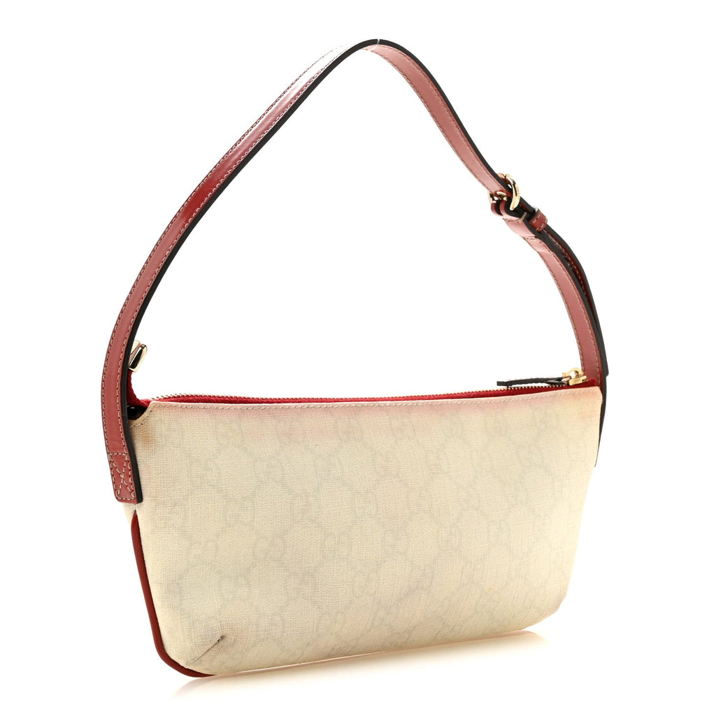 Gucci GG Plus Monogram Tattoo Heart Boat Pochette Off White Red