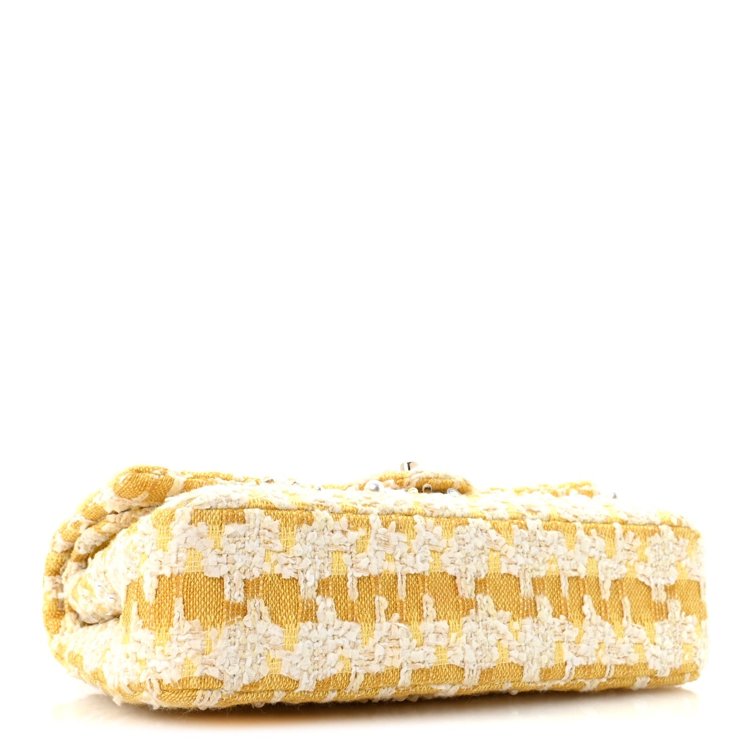 Chanel Tweed Beaded Medium Double Flap Yellow White