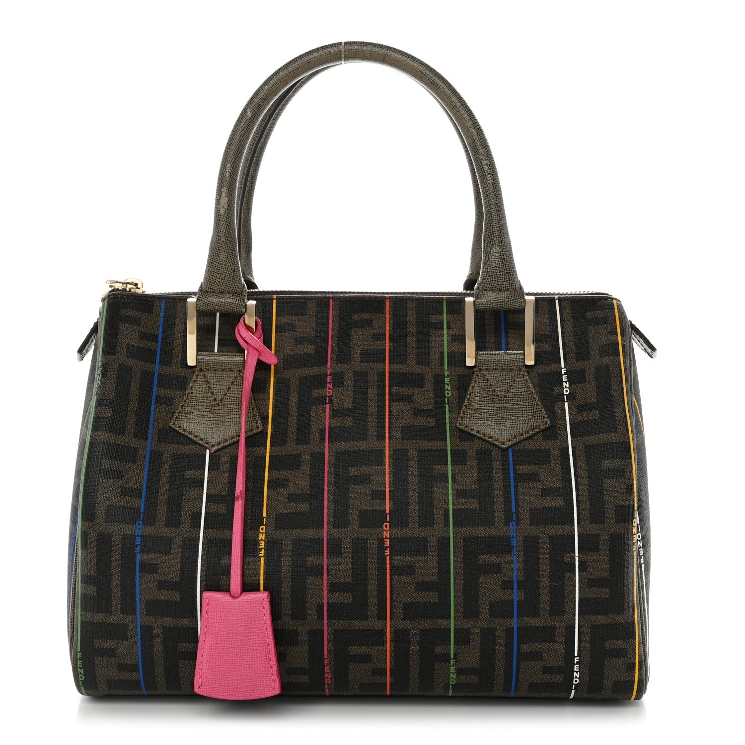 Fendi Zucca Spalmati Striped Boston Tobacco Multicolor