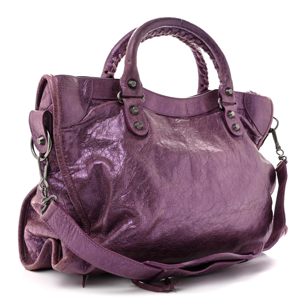 Balenciaga Agneau Classic Hardware City Metallic Purple