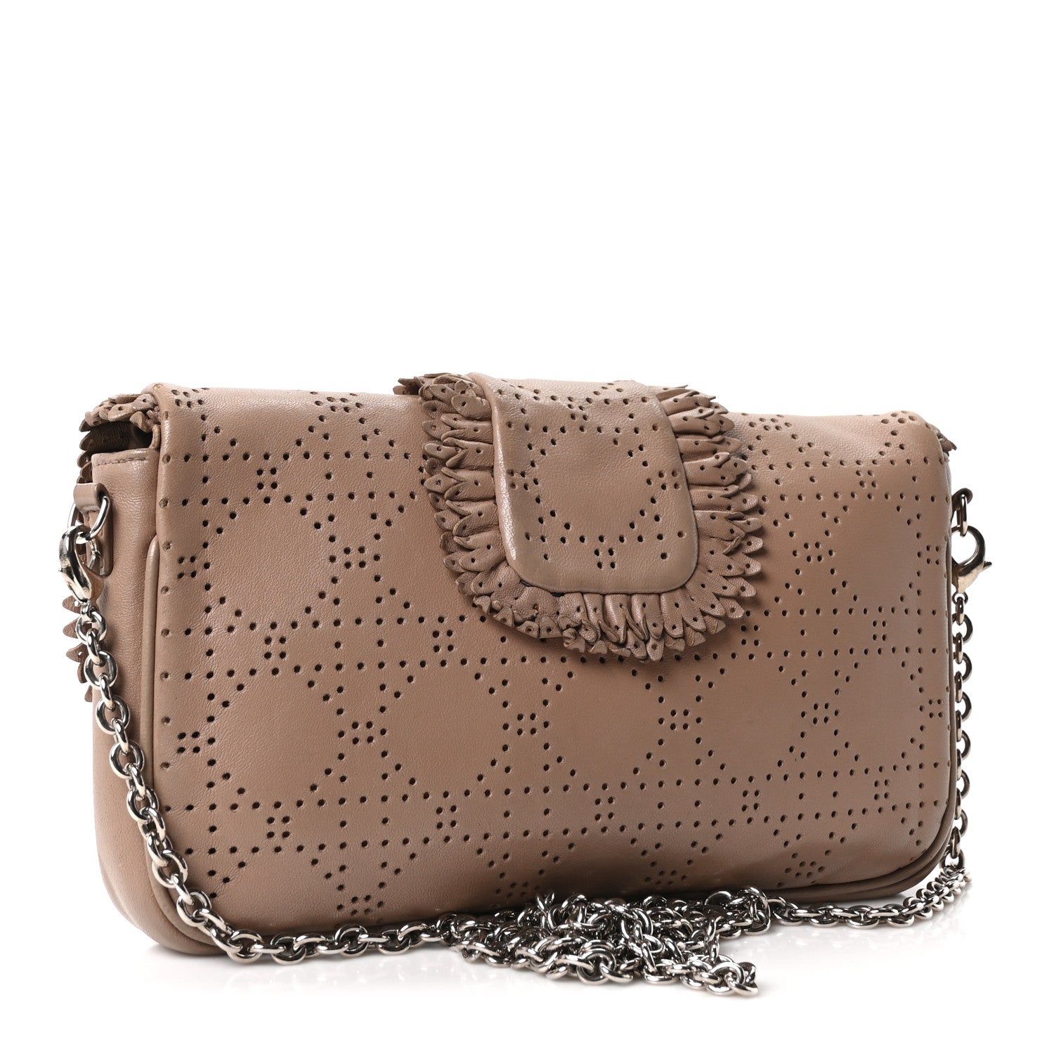 Dior Lambskin Cannage Ruffle New Lock Flap Beige