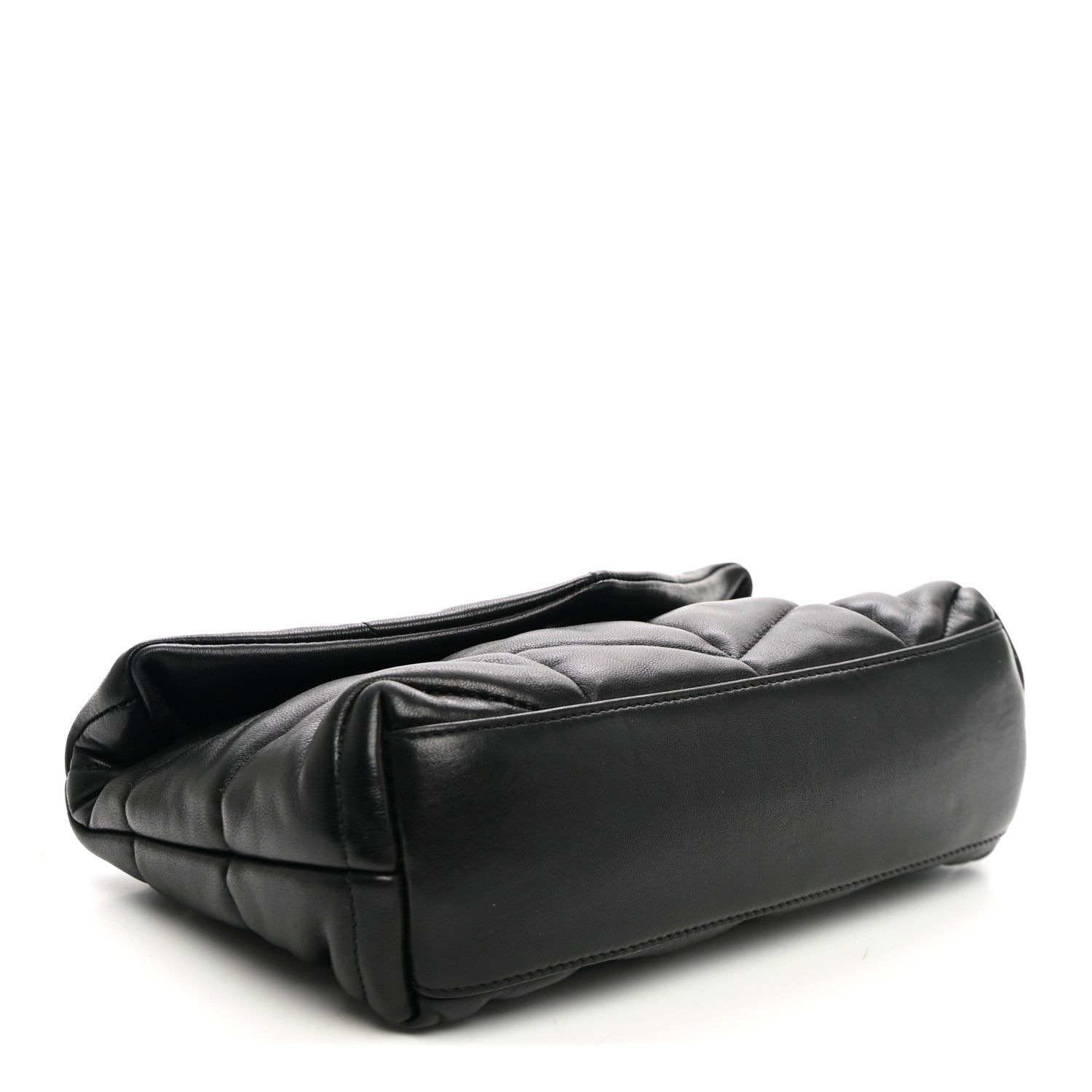 Saint Laurent Lambskin Quilted Toy Loulou Puffer Monogram Chain Satchel Black